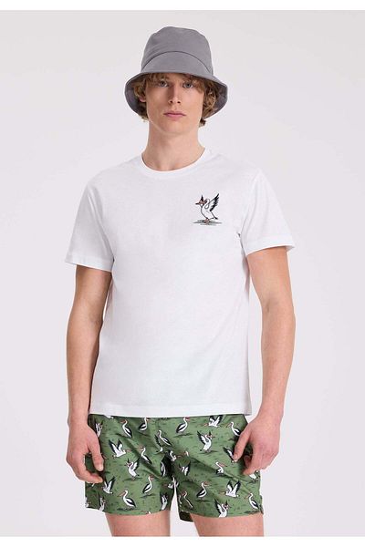 WESTMARK LONDON Ανδρικό μπλουζάκι με στάμπα Navy Blue Crew Neck από οργανικό βαμβάκι κανονική εφαρμογή WMEMBROIDERY PELICAN