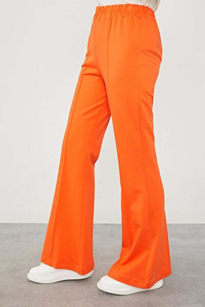 Levidor Oranj Beli Lastikli Kuşgözü Detaylı Pantolon
