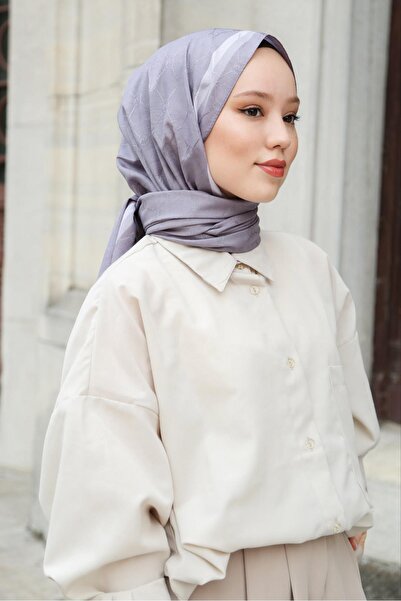 Hint İpek شال مونوجرام MONOV04-03 (لون رمادي)