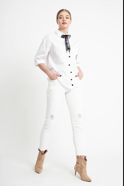 VERDA Pantaloni albi de jeans