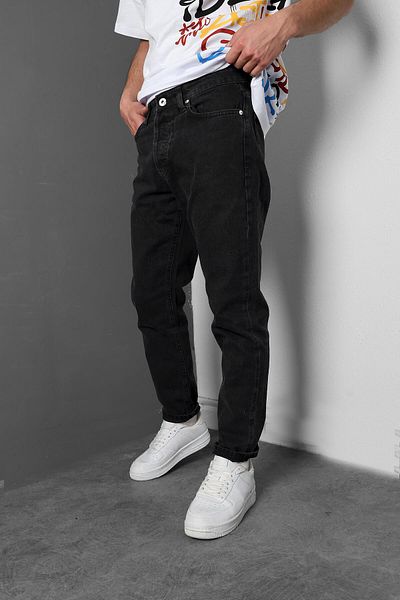 Slatra Men's Black Boyfriend Pattern Jean