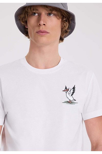 WESTMARK LONDON Ανδρικό μπλουζάκι με στάμπα Navy Blue Crew Neck από οργανικό βαμβάκι κανονική εφαρμογή WMEMBROIDERY PELICAN