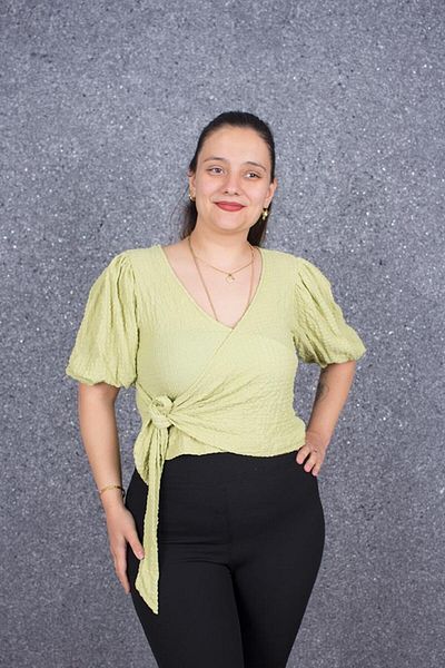 Truva XXL Plus Size Side Tie Wrap Fabric Blouse Colorful B085