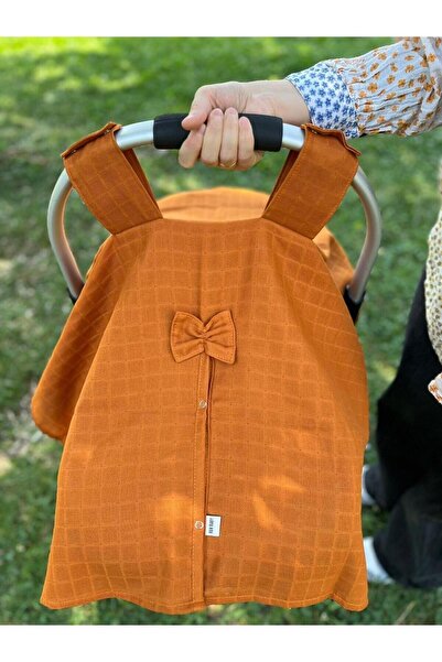 runbaby غطاء عربة الأطفال من قماش الموسلين من رن بيبي (سينامون) 75 × 100 سم