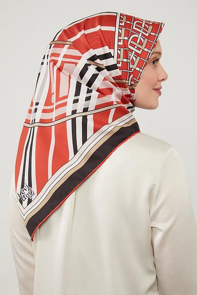 Levidor وشاح أحمر من Trend Twill - مطبوع عليه نص