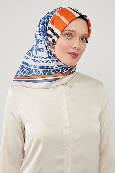 Levidor Πορτοκαλί Twill Φουλάρι - Τάση με τυπωμένο κείμενο