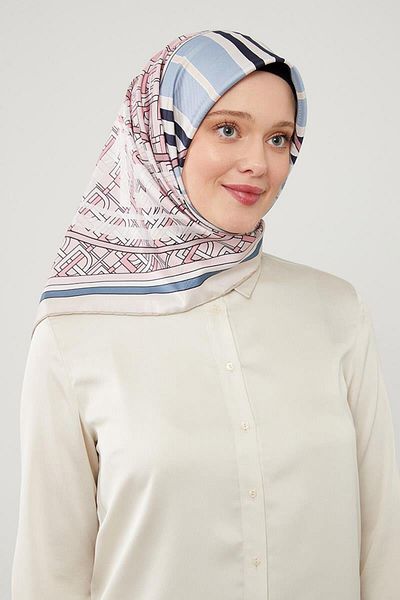 Levidor Eșarfă din twill cu imprimeu cu text Baby Blue Trend