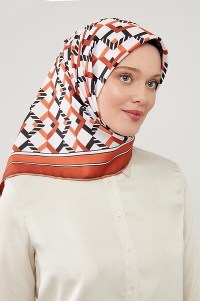 Levidor Φουλάρι με πορτοκαλί τρίγωνο μοτίβο Trend Twill