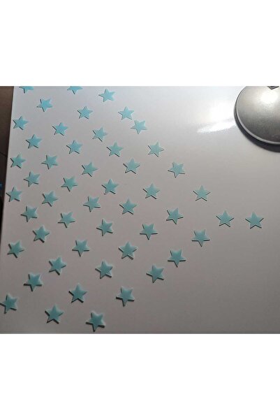 Genel Markalar 50 Adet Gece Tavanda Az Parlayan Su Yeşili Renkli Yıldız, Çocuk Odası Duvar Süsü Pano, Ödev Stickeri