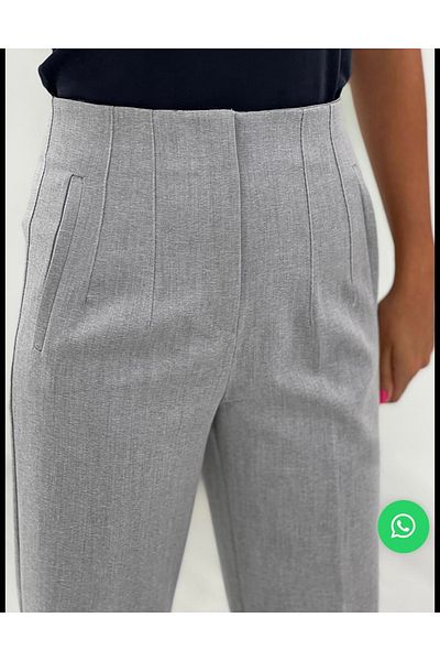 KAROL Melted Gray Front Pants of Fabric with Pens