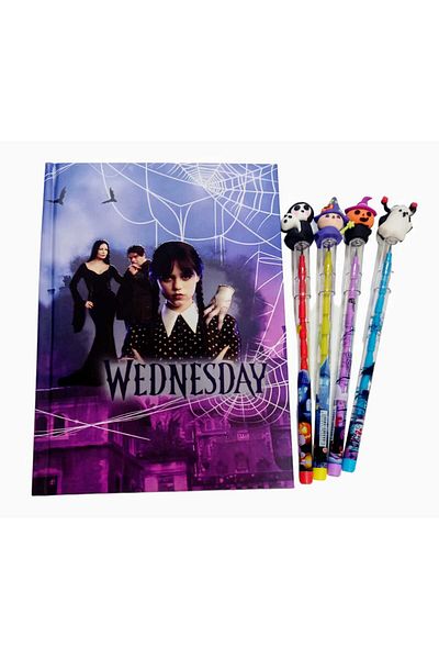 sevgi kırtasiye Halloween Themed Hard Cover Notebook Set of 4 Egging Pens with Gift