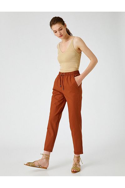 Koton Linen Trousers with Waist Tie