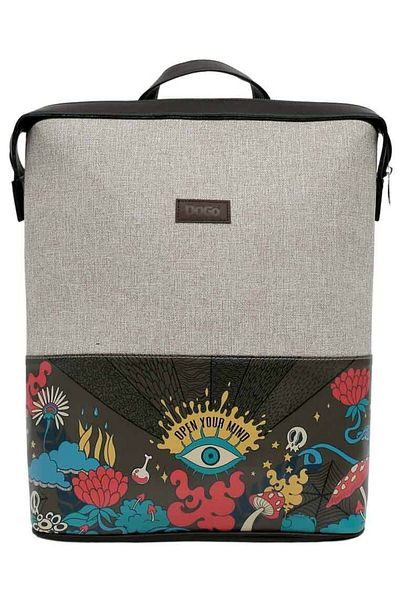 Dogo Unisex Vegan Δερμάτινο Γκρι Casual Backpack - Open Your Mind Design