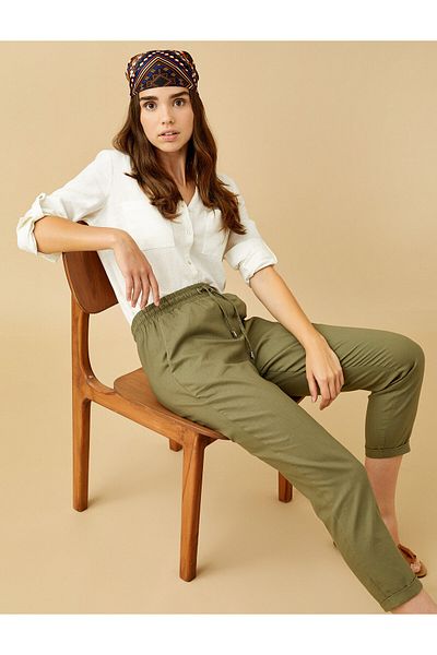 Koton Linen Trousers with Waist Tie