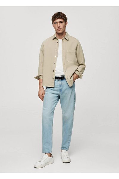 MANGO Man Regular Fit Hemdjacke aus Baumwolle und Leinen