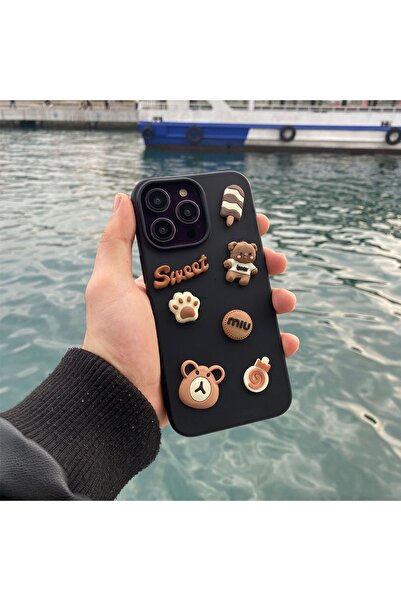 enfein Oppo A73 İle Uyumlu Kılıf Sweet Karikatürlü SWK03 Arka Kapak Siyah PHL01