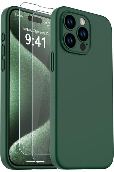 Nezih Case Apple iPhone 15 Pro Max Uyumlu Liquid İçi Kadife Kılıf ve Nano Ekr...