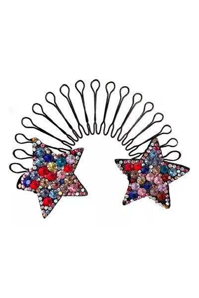 QUEENVİP Cataramă cu coc cu stea și piatră - Cataramă cu pieptene ascuns