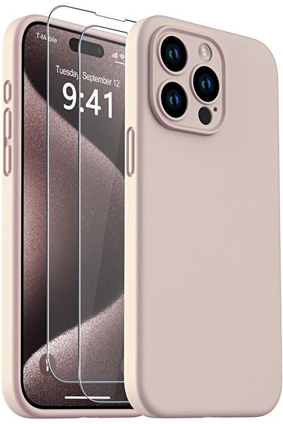 Nezih Case Apple iPhone 15 Pro Max Uyumlu Liquid İçi Kadife Kılıf ve Nano Ekr...