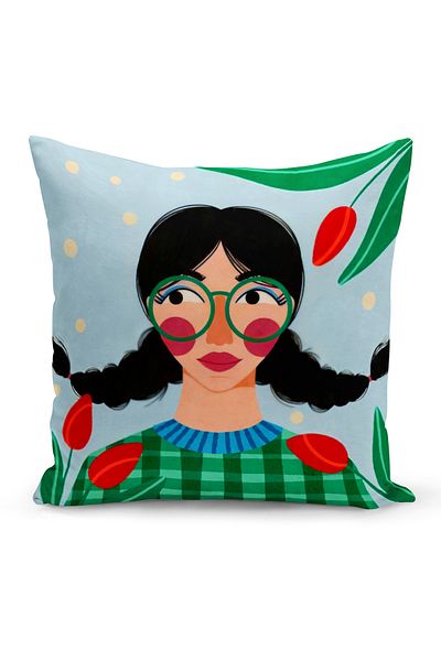 Bertille Home Husă de pernă cu imprimare digitală cu două fețe din seria Retro (husă de pernă retro)