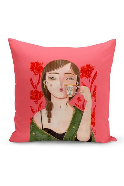 Bertille Home Husă de pernă cu imprimare digitală cu două fețe din seria Retro (husă de pernă retro)