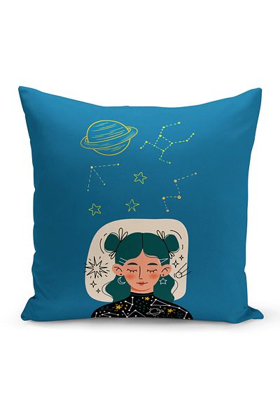 Bertille Home Husă de pernă cu imprimare digitală cu două fețe din seria Retro (husă de pernă retro)