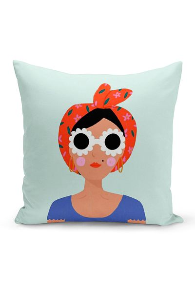Bertille Home Husă de pernă cu imprimare digitală cu două fețe din seria Retro (husă de pernă retro)