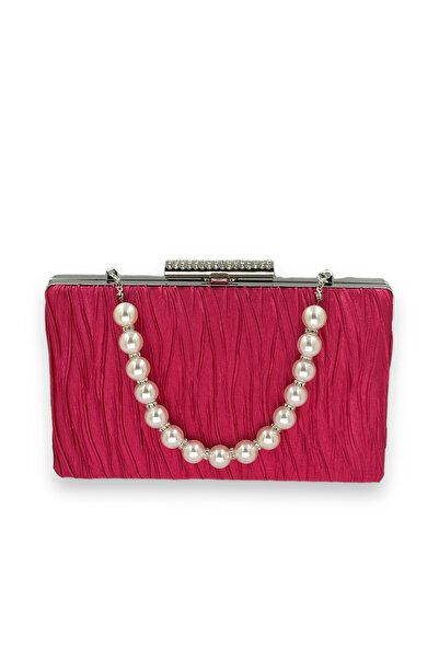 Biçanta Fuksija roza biserna Sa ručkom Nabrano satenska večernja haljina Torb...