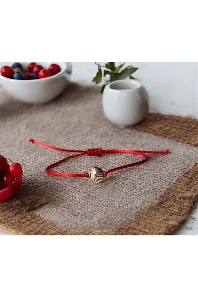 maycollection Gold Oyster Red String Bracelet