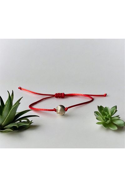maycollection Gold Oyster Red String Bracelet