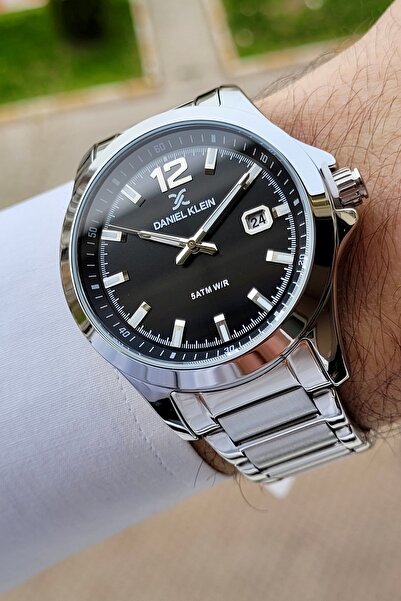 Daniel Klein Active Men's Wristwatch with Black Band Silver Color Gift Packag...