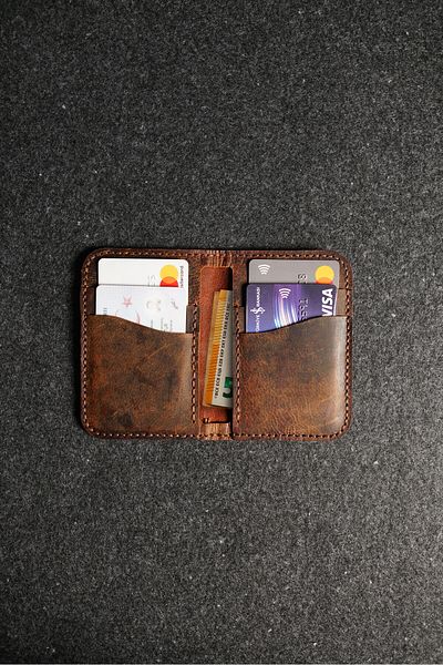 rakunart 0014 Money Input Card Holder Special Handmade Brown