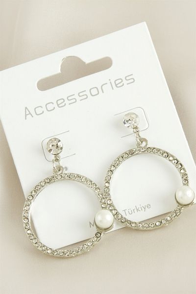 feryal Round Pearl Jewelled Earrings
