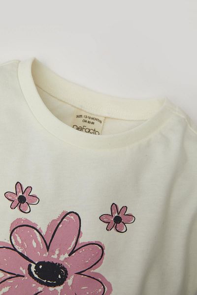 DeFacto Baby Girl Crew Neck Floral Short Sleeve T-Shirt C0014a524sm