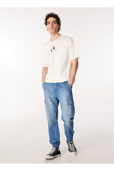 Lee Cooper Regular Waist Jogger Men's Denim Pants 242 LCM 121088 JESUS LIGHT BLUE
