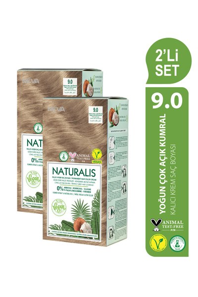 NEVA NATURALIS 2'Lİ SET 9.0 YOĞUN ÇOK AÇIK KUMRAL Kalıcı Krem Saç Boyası Seti (VEGAN)