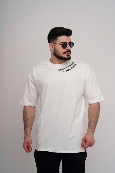 Est Estola Men's Over Size 100% Cotton Thick Textured Fabric Crew Neck