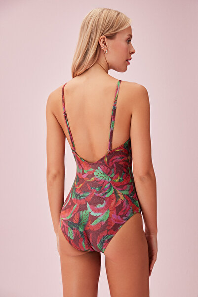 SUWEN V Yaka Fırfırlı Mayo