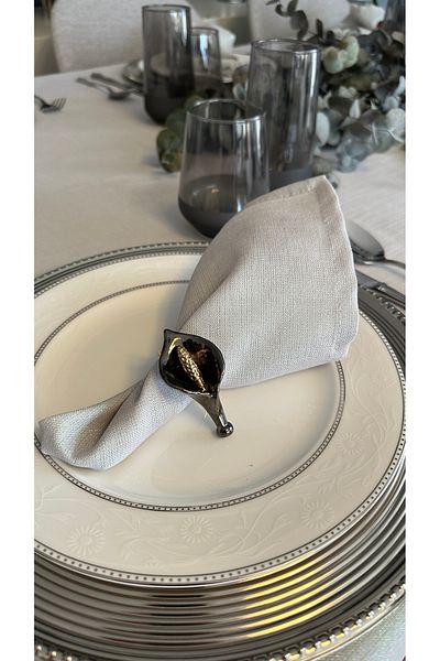 Decamor home 6-Piece Premium Black - Gold Orchid Napkin Ring