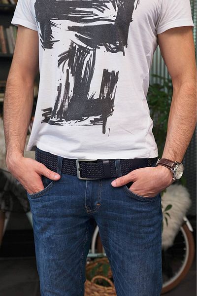 Deriza Δερμάτινη τζιν ζώνη Firax Navy Blue
