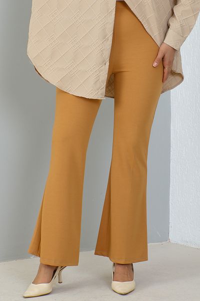 benguen 206 Spanish Leg Fabric Trousers Mustard