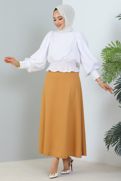 benguen 211 Mevlana Hijab Skirt Camel