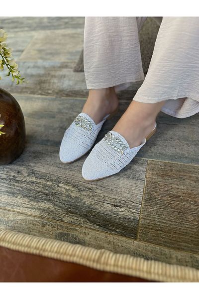 TRODONS Stoned Straw Model Knitted Women's Slippers