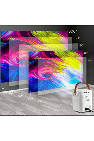 Tastech ANDROİD MİNİ PROJEKSİYON CİHAZI WİFİ BLUETOOTH USB 4K 1080P EV SİNEMA YANSITMA CİHAZI