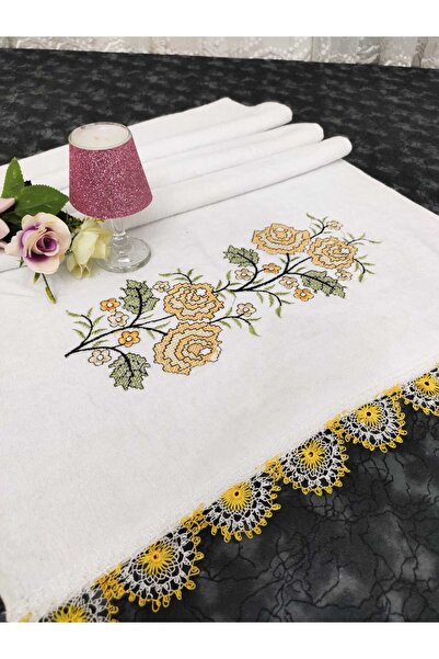 Çt Çeyizci Tekstil Бавовняна вишита рушник, односторонній весільний набір, подарунковий рушник, рушник з вишитим візерунком 1 штука