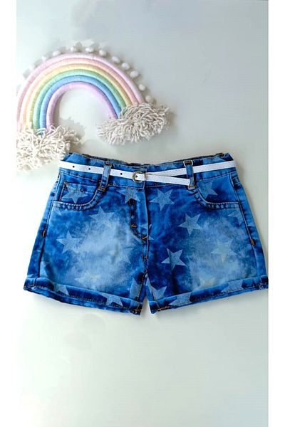 Bilge Trend Fetiță - Pantaloni scurți din blugi skinny, cu talie joasă și curea