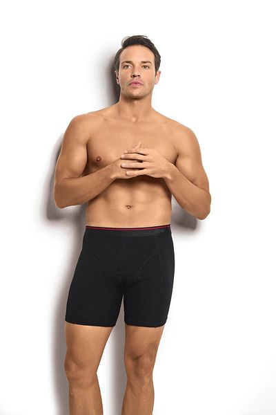 Jiber Ανδρικό μαύρο βαμβακερό Lycra Boxer 3 τεμαχίων 268