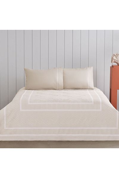 Taç Jacquard Pique Set Anette Beige Double