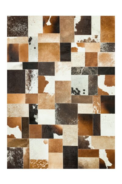KuzeyCarpet Doğal Dana Derisi Renkli Patchwork Halı