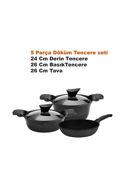 CVS طقم أواني طهي جرانيت مصبوبة 5 قطع Dn 20030 (24-26-26 سم)